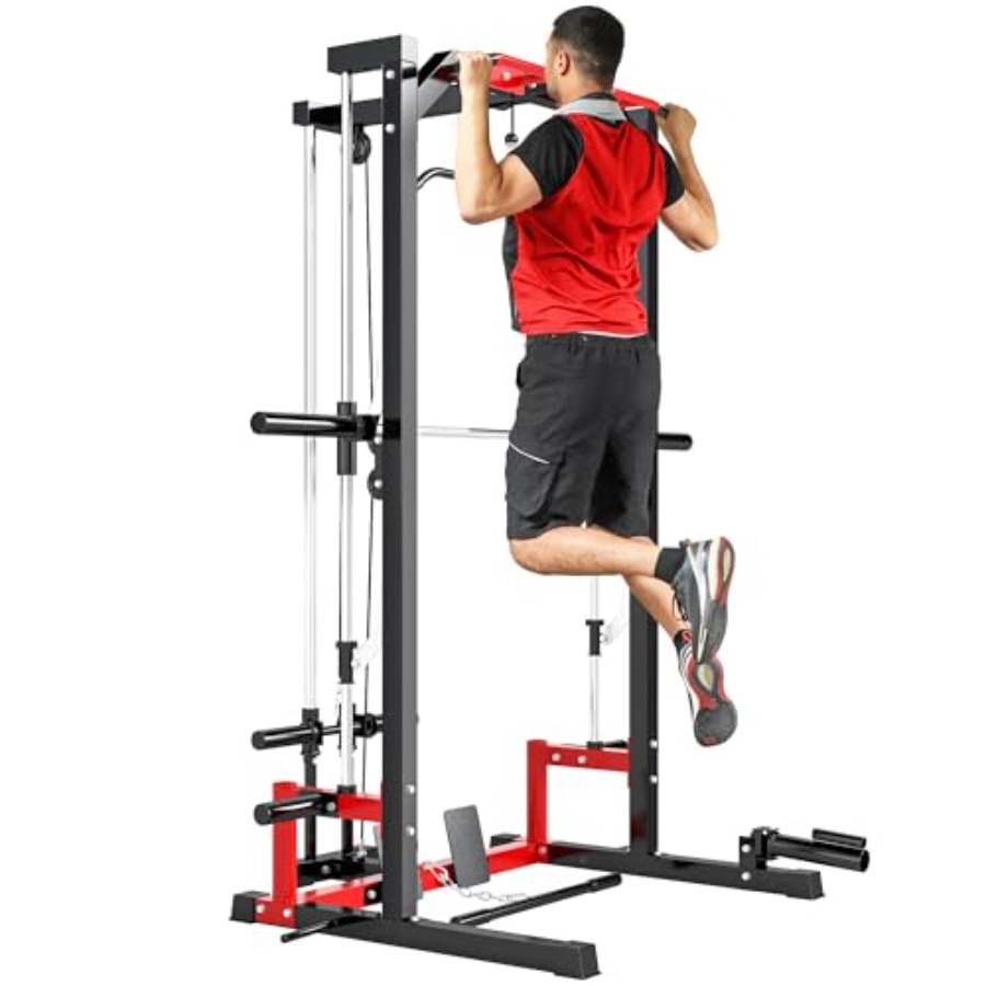Squat Rack Power - เครื่องออกกำลังกายแบบมัลติฟังก์ชั่น Power Cage Smith Machine พร้อมบาร์ดึงข้อศอก