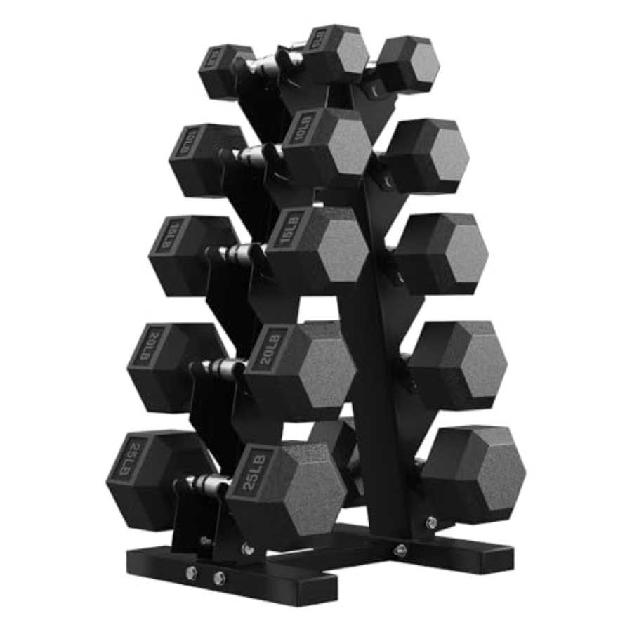 Hex Dumbbell Set - ชุดดัมเบลหกเหลี่ยมพร้อมชั้นวาง, ชุดดัมเบลน้ำหนัก 85-560 ปอนด์ พร้อมชั้นวางเก็บ