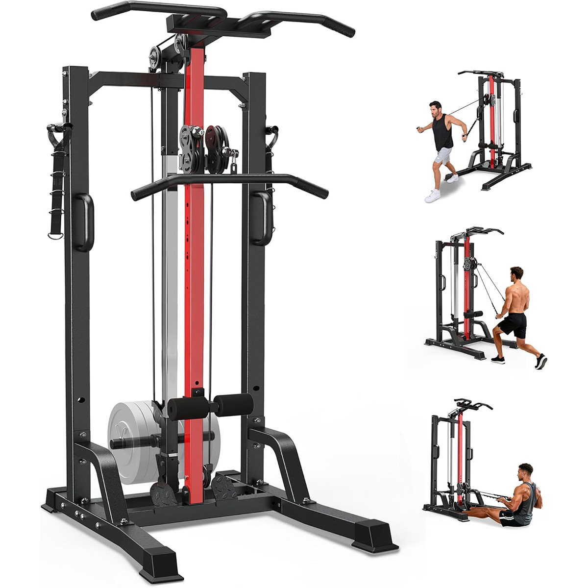 Home Gym Leg - เครื่องออกกำลังกายที่บ้าน Pooboo - ระบบสายพูลเล่ย์สูง/ต่ำสำหรับการฝึก Lat Pulldown,