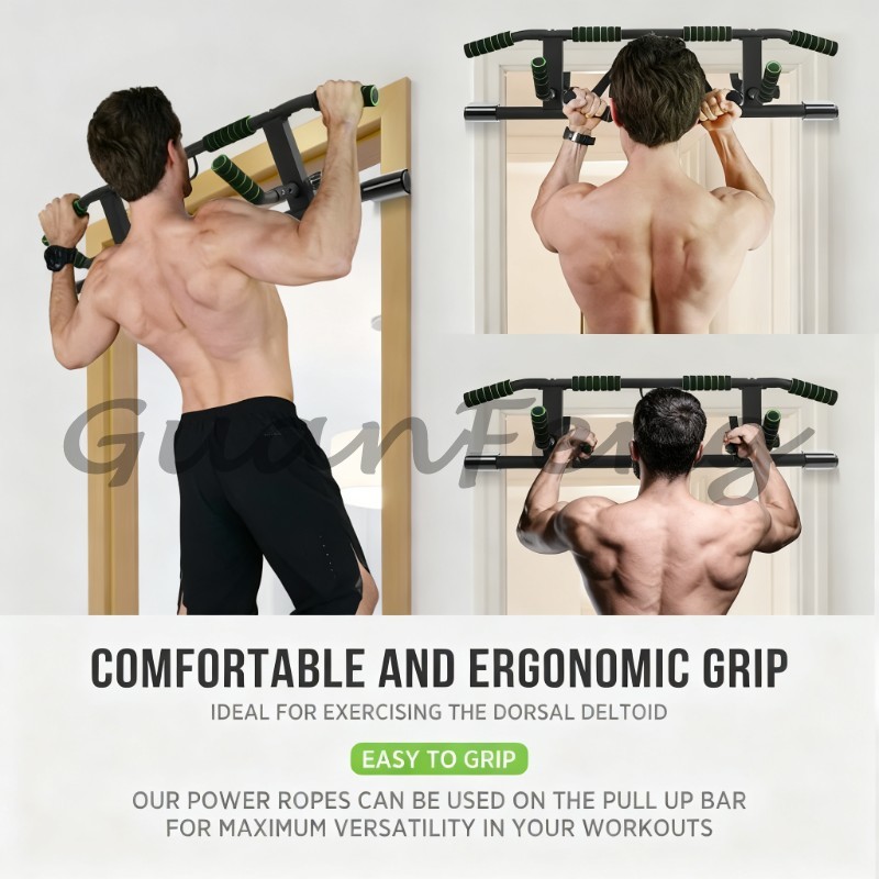 Chin Up Doorframe - บาร์ดึงข้อแบบไม่ต้องใช้สกรูติดตั้งที่กรอบประตู, บาร์ดึงข้อติดตั้งที่ขอบประตู, บาร์ออกกำลังกายที่บ้านที่ปลอดภัยสำหรับการฝึกซ้อมและออกกำลังกาย