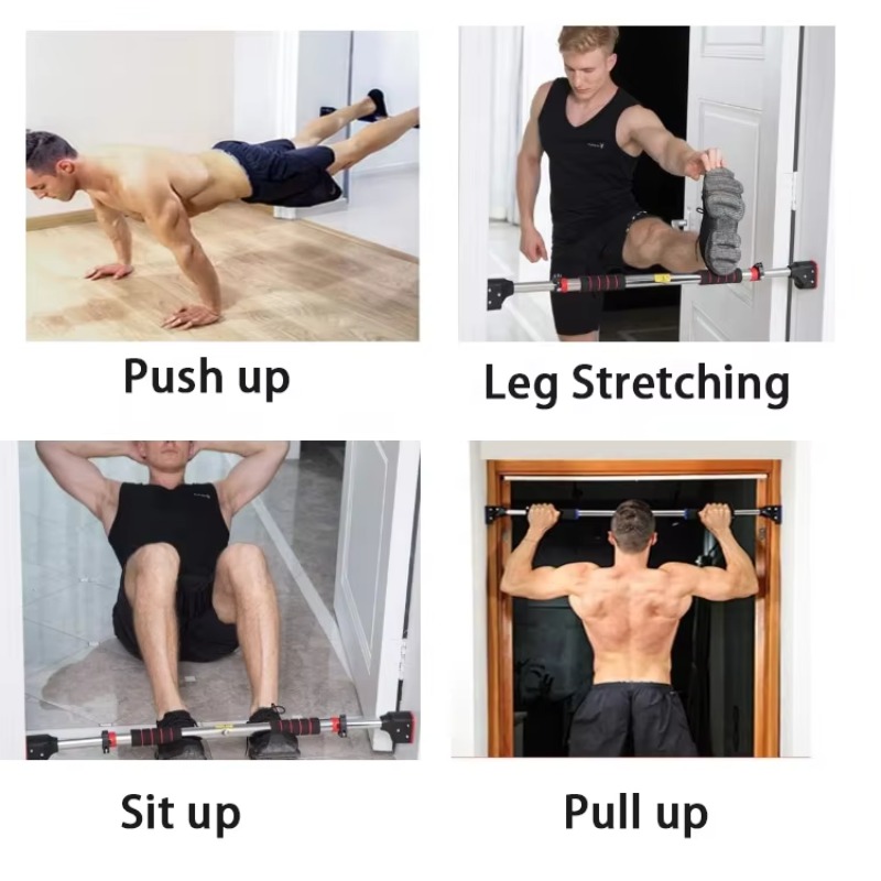 Home Gym Leg - บาร์โหนเหล็กปรับระดับได้สำหรับติดประตูบ้าน ขนาด 29.5''-37.5'' (72-97 ซม.) รับน้ำหนักได้สูงสุด