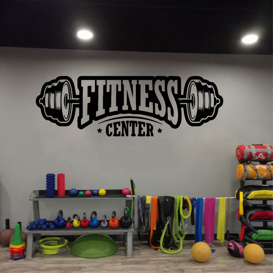 Home Gym Furniture - GYM ไวนิลตกแต่งรูปลอกผนังฟิตเนสคลับสติ๊กเกอร์ตกแต่งอุปกรณ์ตกแต่งบ้าน Fitness Center Art ภาพจิตรกรรมฝาผนัง