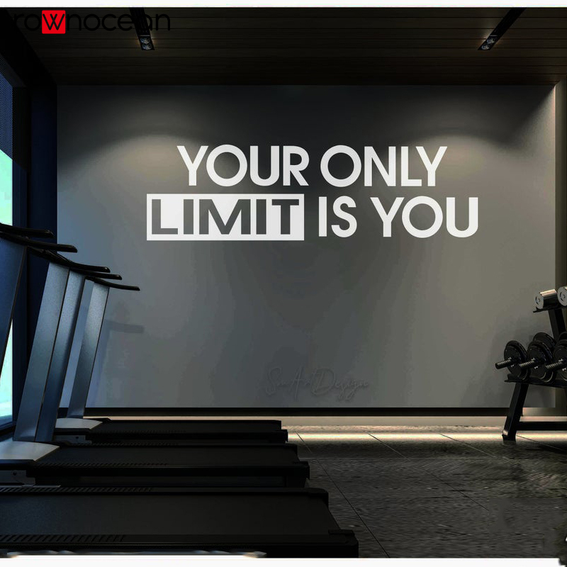 Home Gym Furniture - ของคุณเท่านั้นจำกัดคุณ-รูปลอกติดผนังสติกเกอร์ Gym การออกแบบผนังตกแต่งสำนักงานออกกำลังกายแรงจูงใจ Home Gym Quote