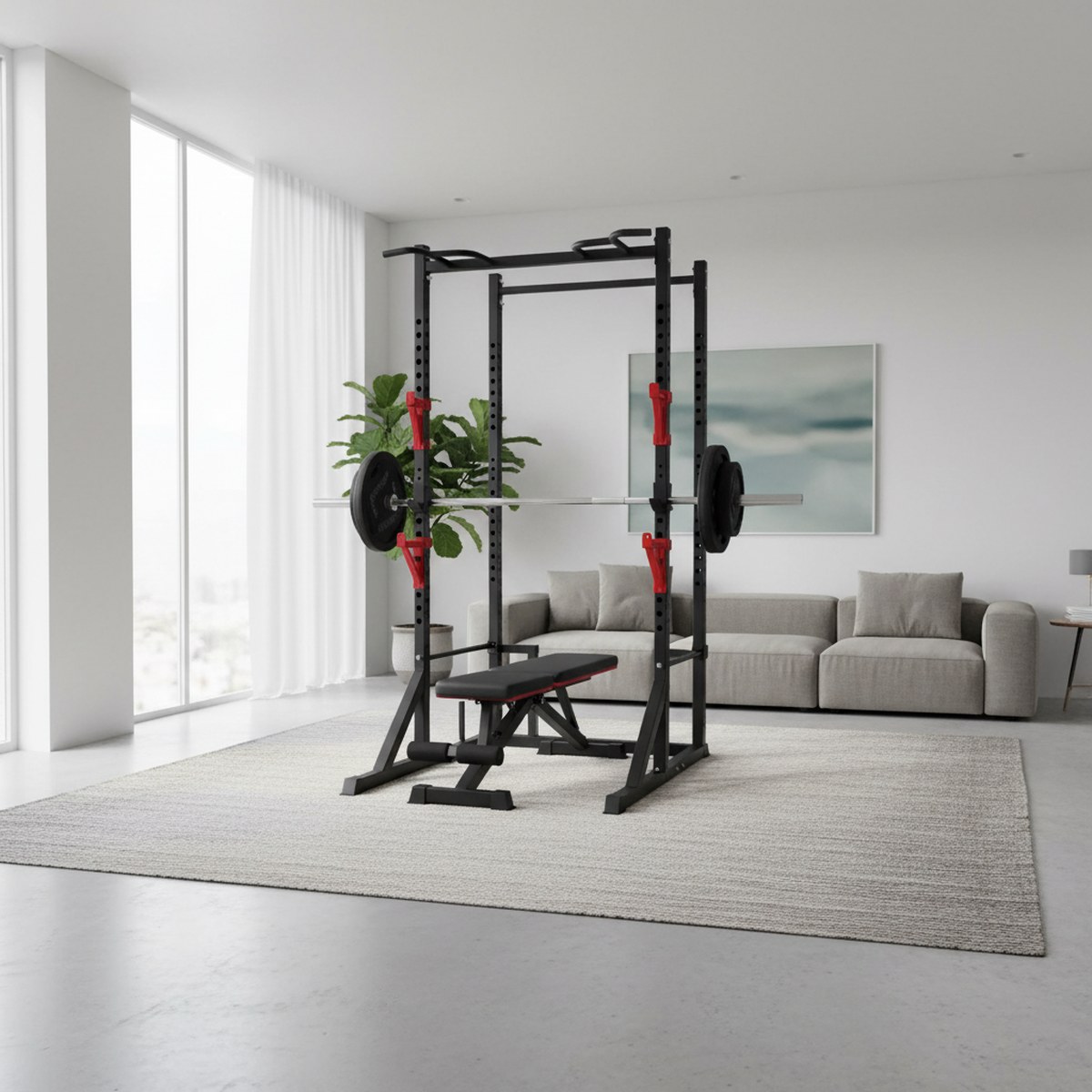 แร็คปรับระดับได้พร้อมบาร์ดึงข้ - Squat Rack Power บทวิจารณ์และราคา